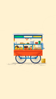 Minimalist Indian Street Food Cart Illustration Wallpaper for Mobile