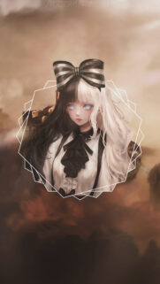 Anime Girl with Two Tone Hair and Glowing Eyes Aesthetic Wallpaper for Mobile