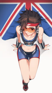 Tracer Overwatch High Definition Mobile Wallpaper with British Flag