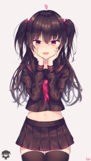 Cute Anime Girl with Twin Tails and School Uniform Mobile Wallpaper