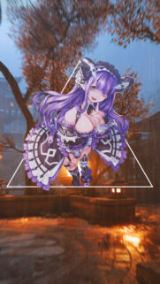 Stunning Anime Succubus Wallpaper with Purple Hair and Gothic Outfit for Mobile