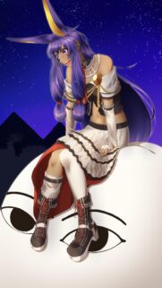 Anime Girl Egypt Themed Aesthetic Wallpaper Featuring Animal Ears and Night Sky