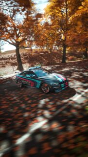 BMW M4 Safety Car Drift in Autumn Forest High Quality Mobile Wallpaper
