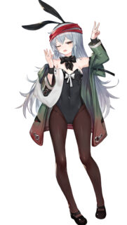 Anime Girl Bunny Suit with Green Tactical Jacket High-Resolution Wallpaper