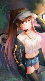 Anime Girl Streetwear Style Wallpaper with Graffiti Background High Resolution