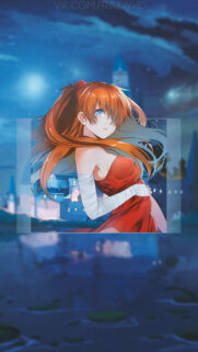 Asuka Langley Soryu Anime Girl in Red Dress Wallpaper for Mobile