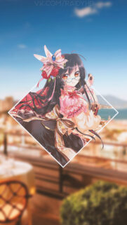 Anime Girl with Glasses and Floral Headdress Artistic Phone Wallpaper