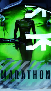 Futuristic Cyberpunk Neon Green Silhouette Wallpaper for Mobile