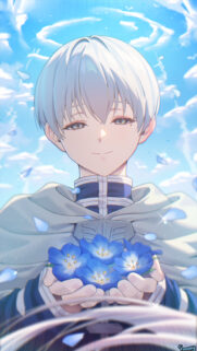 Anime Boy with Blue Flowers Mobile Wallpaper High Quality Aesthetic Background