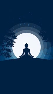 Zen Buddha Meditation Spiritual Energy and Moon Phase Wallpaper