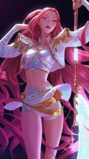 Stunning Pink Hair Warrior Princess Digital Art Wallpaper for Mobile