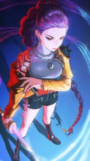 Cool Anime Girl with Glowing Katana Urban Streetwear Wallpaper