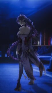 Raiden Shogun Genshin Impact Anime Wallpaper in Deep Blue Night Atmosphere