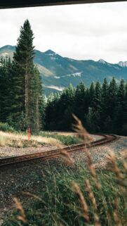 Serene Mountain Railway Path Nature Phone Wallpaper