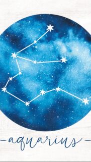 Minimalist Aquarius Zodiac Constellation Blue Watercolor Art Wallpaper