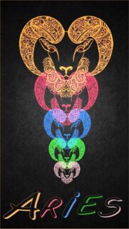 Fiery Aries Zodiac Symbol Colorful Mandala Art Phone Wallpaper