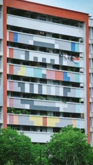 Colorful HDB Apartment Building Minimalist Architecture Mobile Wallpaper