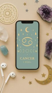 Cancer Zodiac Sign Aesthetic Moon Phase and Astrology Phone Wallpaper
