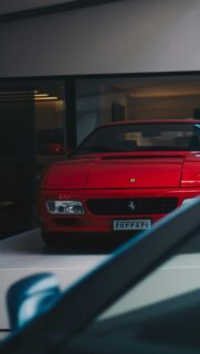 Classic Red Ferrari Sports Car Front View High Quality Mobile Wallpaper