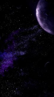 Cosmic Purple Nebula and Celestial Planet Aesthetic Space Wallpaper