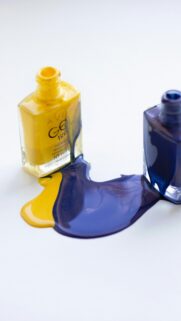 Abstract Yellow and Blue Nail Polish Spill Art Wallpaper