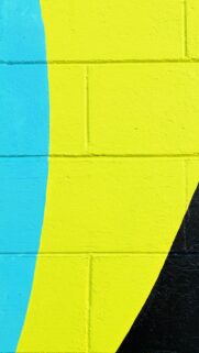 Abstract Geometric Bright Yellow Blue and Black Block Wall Wallpaper