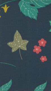Cute Botanical Floral Art with Leaves and Red Flowers Wallpaper