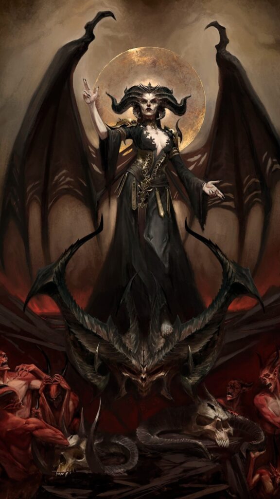 Diablo IV Lilith Dark Fantasy Gaming Wallpaper – 4K Mobile Background