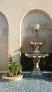 Elegant Stone Lion Head Water Fountain Phone Background Wallpaper