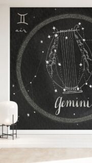 Gemini Zodiac Air Sign Constellation and Harp Minimalist Wallpaper