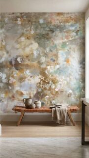 Abstract Earthy Aesthetic Vision Board for Manifesting Abundance and Home Sanctuary Wallpaper
