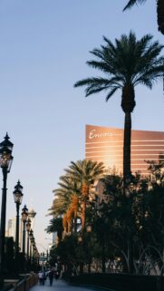 Las Vegas Encore Resort Sunset Palm Trees Luxury Phone Wallpaper