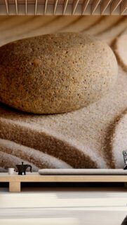 Zen Meditation Stone and Raked Sand Spiritual Harmony Wallpaper