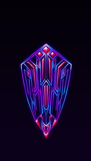Neon Shield Cyberpunk Tech Emblem Mobile Wallpaper