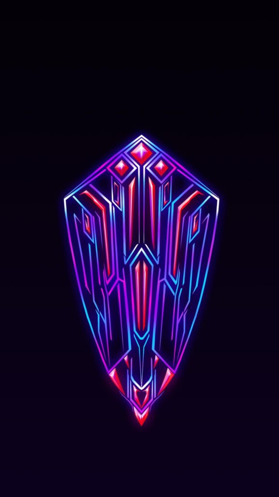 Neon Shield Cyberpunk Tech Emblem Mobile Wallpaper