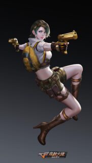 Crossfire Anime Girl Dual Wielding Gold Pistols High Quality Wallpaper