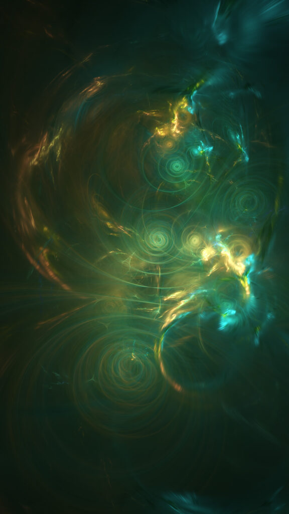 Ethereal Green and Gold Abstract Swirls Mobile Wallpaper