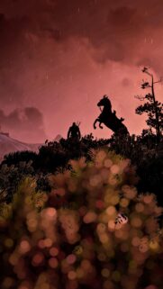 Geralt of Rivia and Roach Silhouette The Witcher 3 Mobile Wallpaper