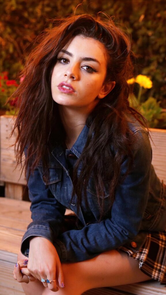 Charli XCX Portrait in Denim Jacket Mobile Wallpaper