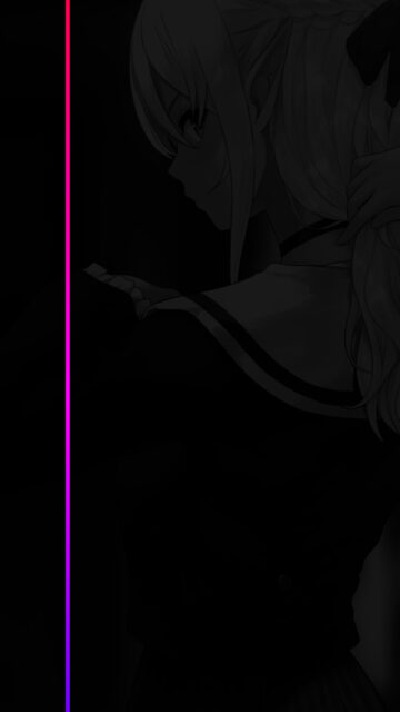 Minimalist Dark Anime Girl Wallpaper with Neon Gradient Line for Mobile