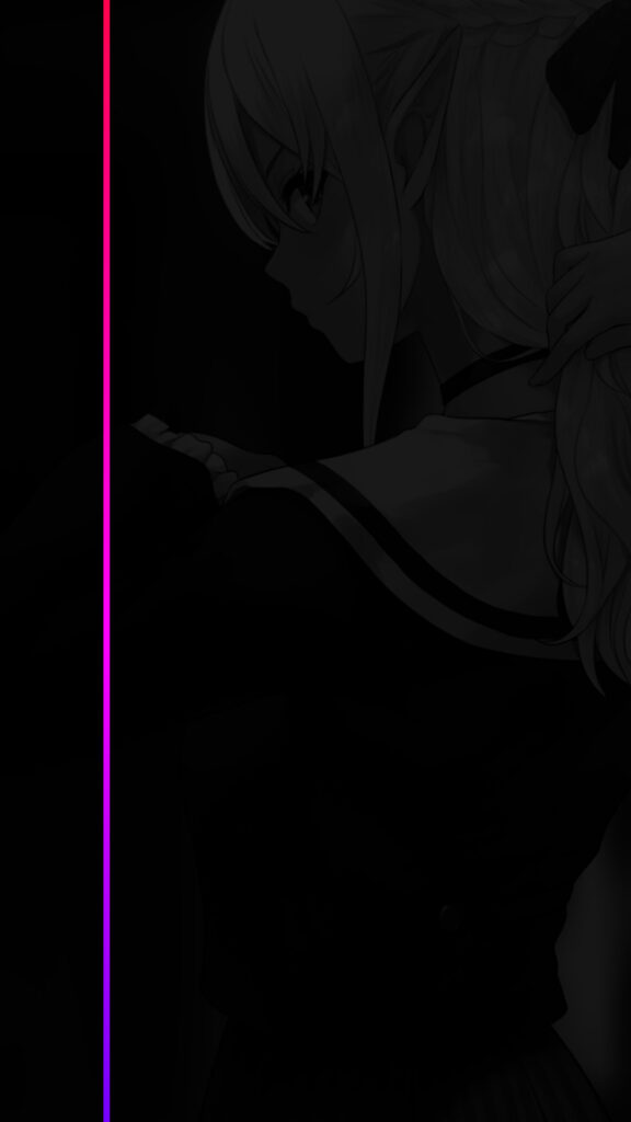 Minimalist Dark Anime Girl Wallpaper with Neon Gradient Line for Mobile