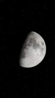 Stunning Half Moon in Deep Space Night Sky Mobile Wallpaper