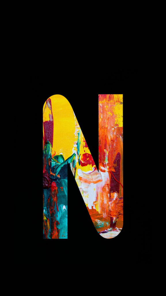 Abstract Letter N Typography Wallpaper with Vibrant Oil Paint Texture