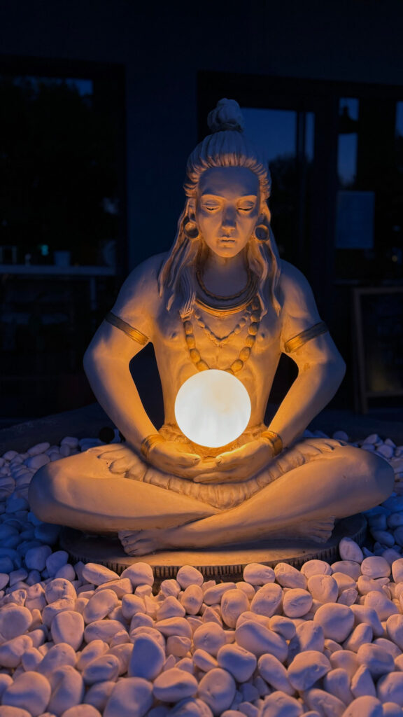 Lord Shiva Meditating with Radiant Full Moon Energy Manifestation Wallpaper