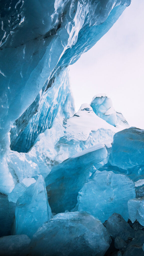 Blue Ice Glacier Energy for Clarity and Spiritual Renewal Phone Wallpaper