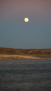 Golden Full Moon Over Desert Landscape Spiritual Energy Wallpaper