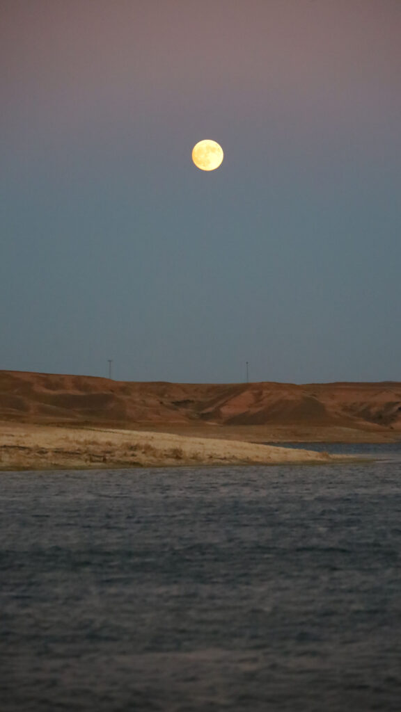 Golden Full Moon Over Desert Landscape Spiritual Energy Wallpaper