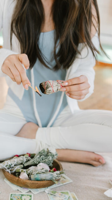 Sage Smudging Ritual for Spiritual Cleansing and Manifestation Wallpaper