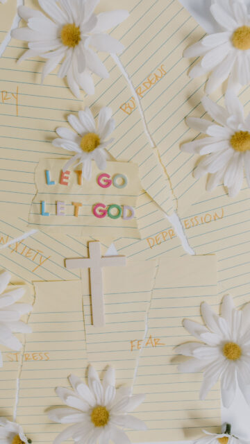 Let Go Let God Christian Faith Manifestation Vision Board Wallpaper