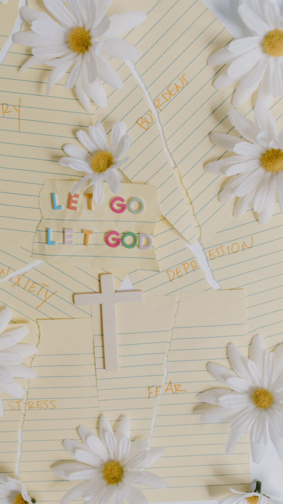 Let Go Let God Christian Faith Manifestation Vision Board Wallpaper